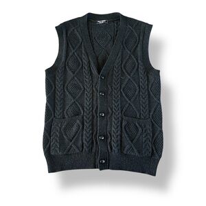 [Paul Jones] Dark Gray Cable Knit Sweater Vest